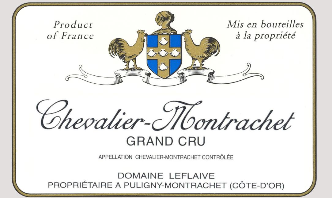 Wine bottle label of Domaine Leflaive Chevalier Montrachet Grand Cru