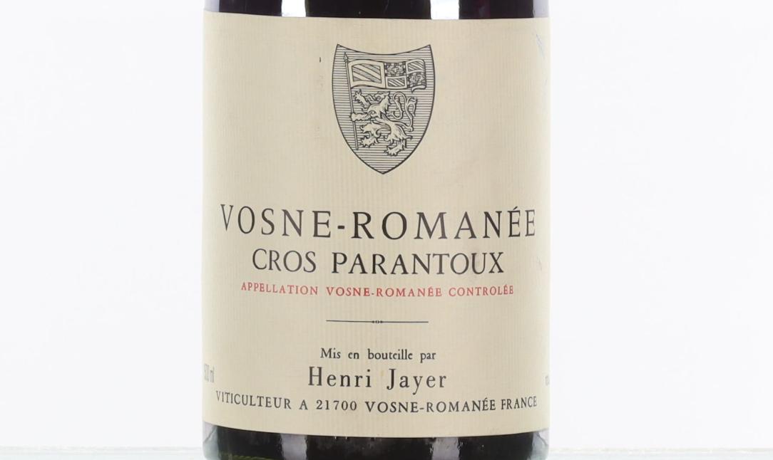 Wine label of Henri Jayer, Vosne-Romanee Premier Cru Cros Parantoux 1988