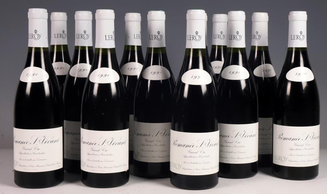 12 bottles of Domaine Leroy Romanee-Saint-Vivant 1990 wine