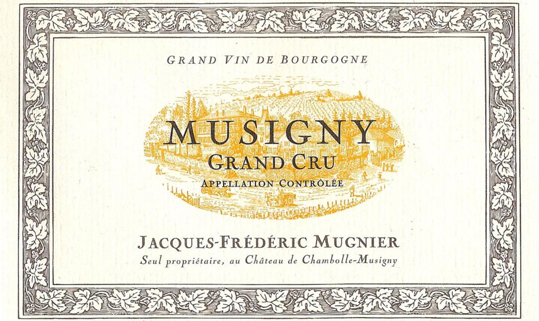 Wine bottle label of Jacques-Frederic Mugnier, Musigny Grand Cru 