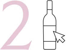 Pink number two next to an icon of a wine bottle and cursor