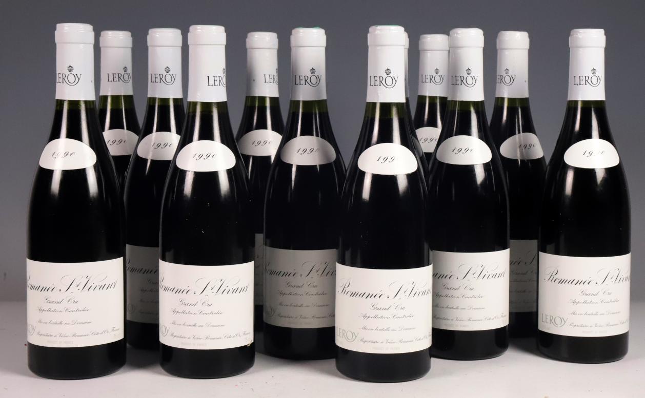 12 bottles of Domaine Leroy Romanee-St-Vivant 1990